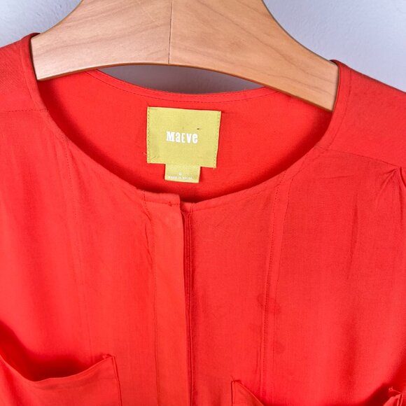 MAEVE Long Sleeve Button Up Coral Blouse - Picture 3 of 7